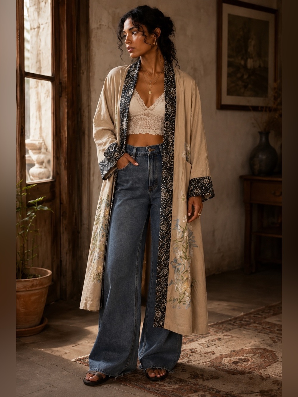 NWT Free People Floral Embroidered Maxi Kimono M/L | $398 Retail | Sold Out